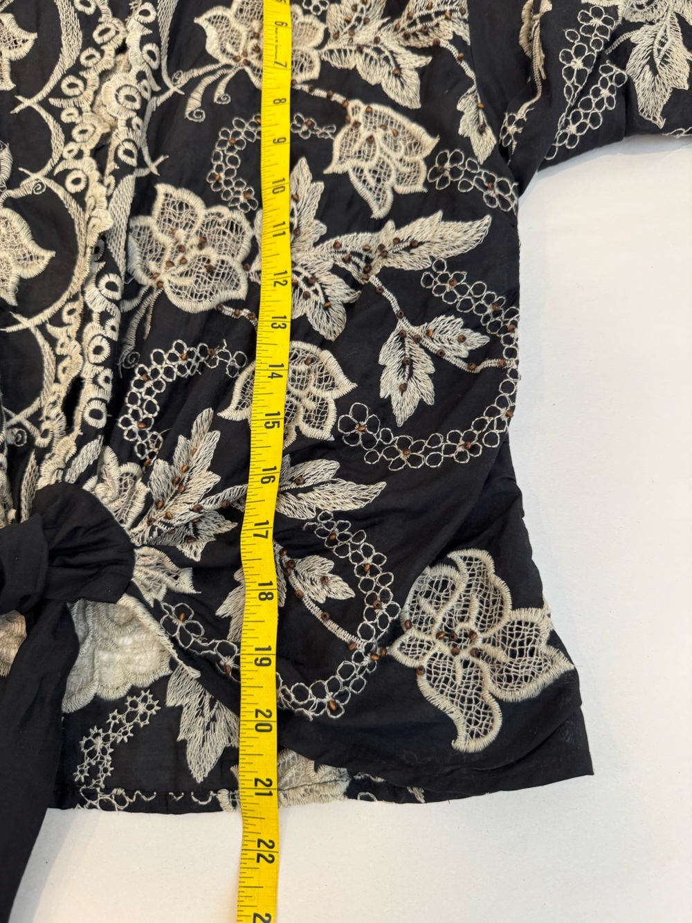 Alberto Makali Silk Cotton Embroidered Floral Tie-Front Top Boho M - Picture 7 of 7